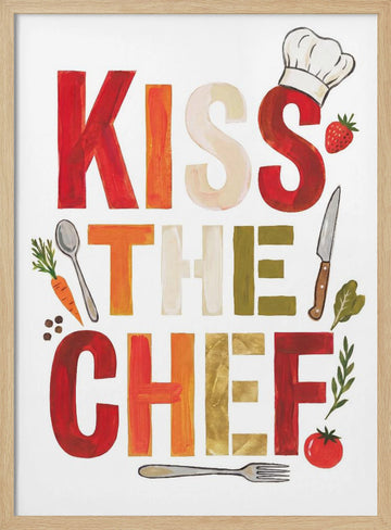 Kiss The Chef | Poster - Wood Frame Interior
