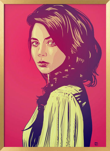 Pink Pop Woman | Poster - Gold Frame Interior