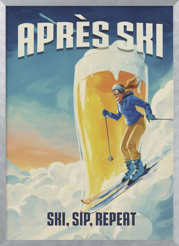 Après Ski Beer Fun | Poster - Silver Frame Interior