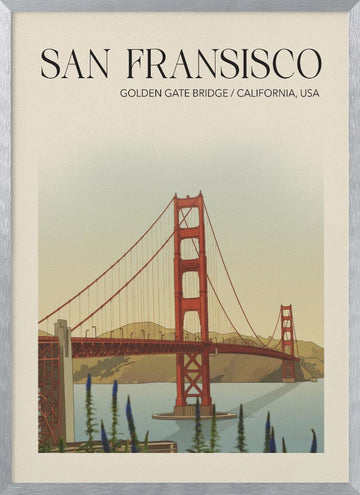Golden Gate Bridge California | Poster - Silver Frame Interior