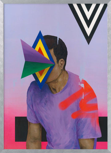 Colorful Geometric Portrait | Poster - Silver Frame Interior