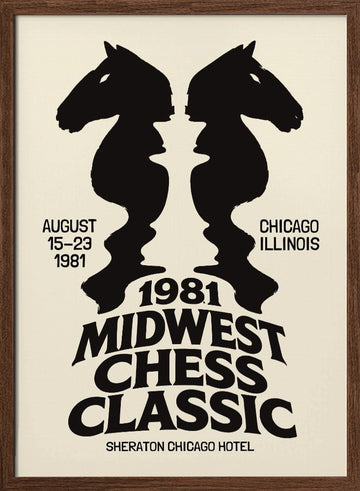 Strategic Chess Knights Illusion | Poster - Walnut Frame Interior