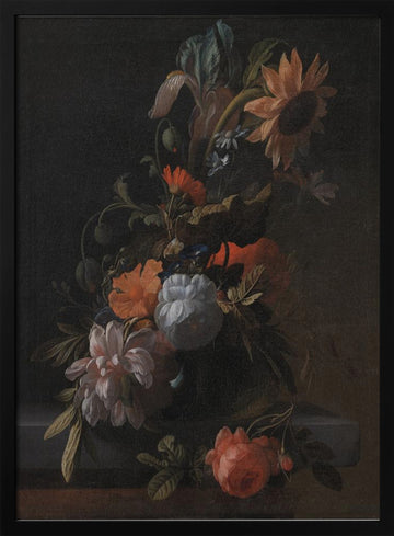 A Bowl of Flowers By Elias Van Den Broeck | Poster - Black Metal Frame Interior