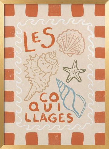 Rustic French Seashells | Poster - Gold Frame Interior