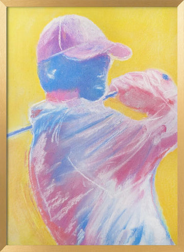 Vibrant Golf Swing | Poster - Gold Frame Interior