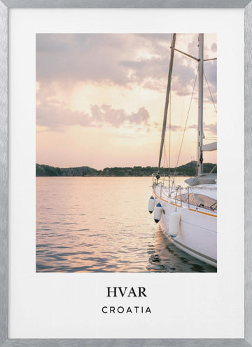 Hvar Croatia travel poster | Poster - Silver Frame Interior