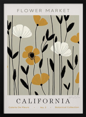 Modern Floral Field | Poster - Black Metal Frame Interior