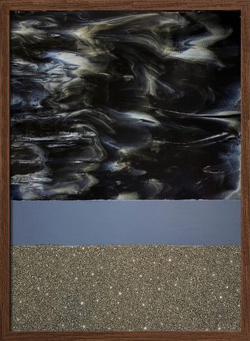 Swirling Midnight Sparkle | Poster - Walnut Frame Interior