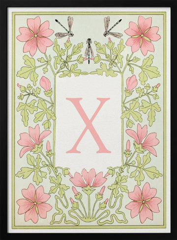 Art Nouveau Letter X | Poster - Black Metal Frame Interior