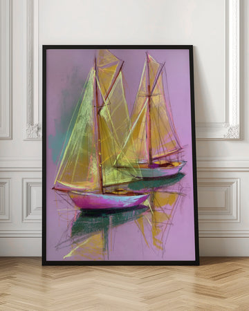 Colorful Sailboat Reflections | Poster - Room Interior 1