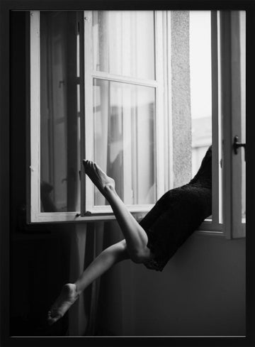 Graceful Legs Open Window | Poster - Black Metal Frame Interior