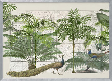 Tropical Map Wildlife | Poster - Silver Frame Interior