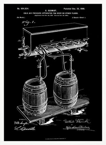 Vintage Beer System Patent | Poster - White Frame Interior