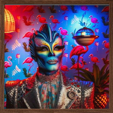 Vibrant Tropical Drag | Poster - Walnut Frame Interior