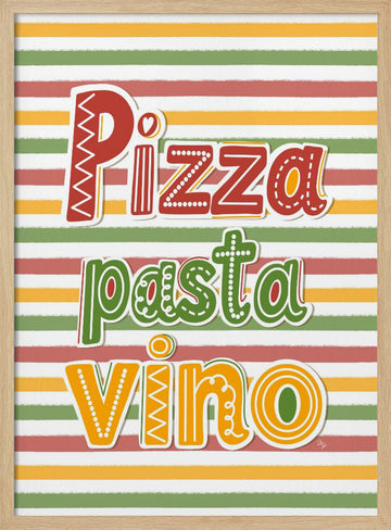 Pizza Pasta Vino | Poster - Wood Frame Interior