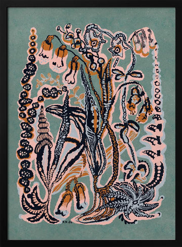 Ethereal Ocean Garden | Poster - Black Metal Frame Interior