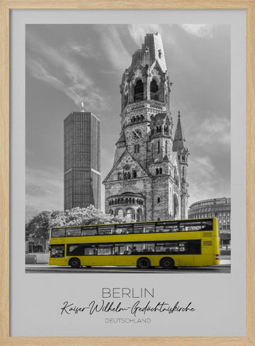 Berlin Memorial Church Bus | Poster - Wood Frame Interior
