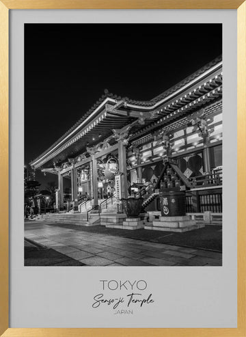 Sensoji Temple Night | Poster - Gold Frame Interior