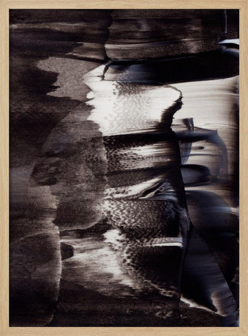 Monochrome Textures And Fluid Brushstrokes | Poster - Wood Frame Interior
