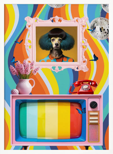 Whimsical Poodle Pop Art | Poster - White Frame Interior