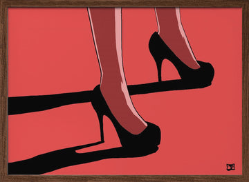 Elegant Red Heels | Poster - Walnut Frame Interior