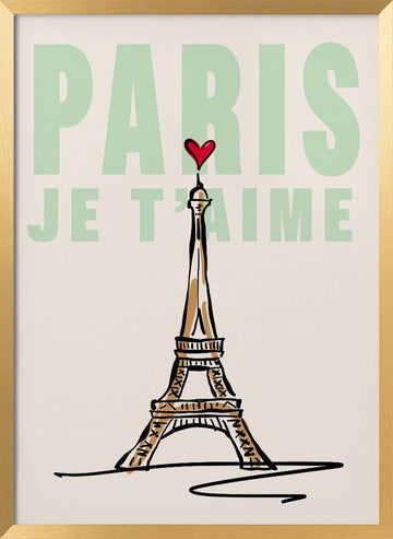 Paris Je T'aime | Poster - Gold Frame Interior