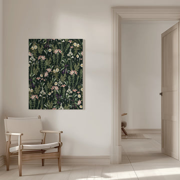 Dark Floral Bloom | Canvas - Room Interior 1