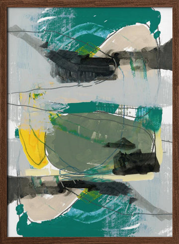 Vibrant Abstract Strokes | Poster - Walnut Frame Interior