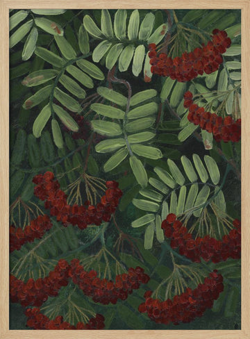 Vibrant Rowan Berries | Poster - Wood Frame Interior
