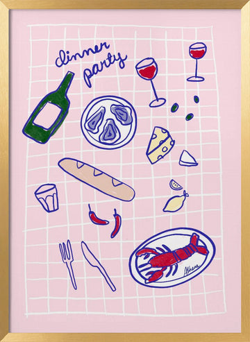 Dinner Party | Poster - Gold Frame Interior