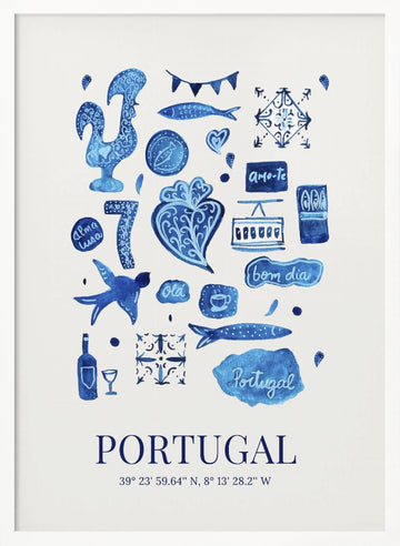 Portugal Cultural Symbols | Poster - White Frame Interior