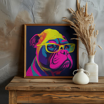 Neon Pop Art Bulldog | Poster - Room Interior 1