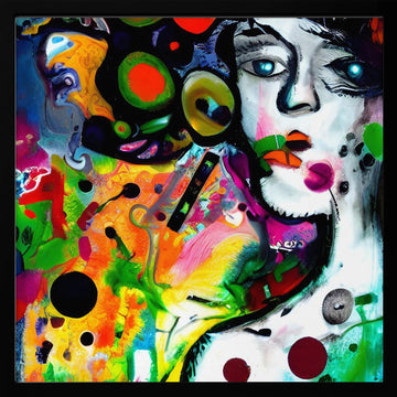 Vibrant Abstract Face | Poster - Black Metal Frame Interior