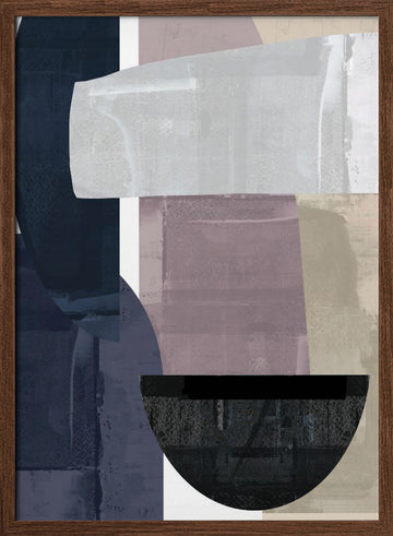 Modern Muted Geometry | Poster - Walnut Frame Interior