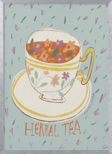Floral Herbal Tea | Poster - Silver Frame Interior