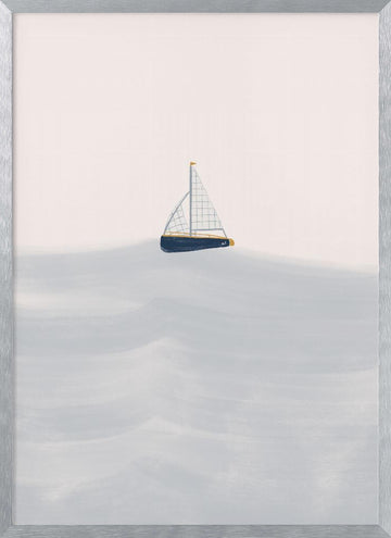 Serene Sailboat Waters | Poster - Silver Frame Interior