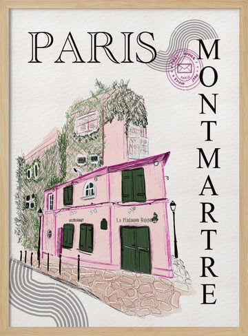 La Maison Rose Montmartre Paris | Poster - Wood Frame Interior