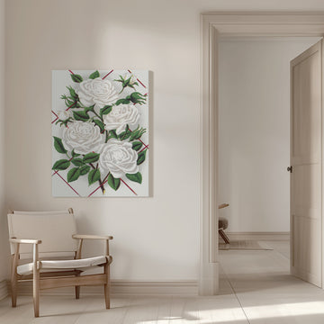 White Rose, Baltimore Belle Lithograph | Canvas - Room Interior 1