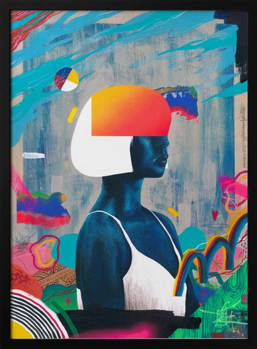 Vibrant Abstract Woman | Poster - Black Metal Frame Interior