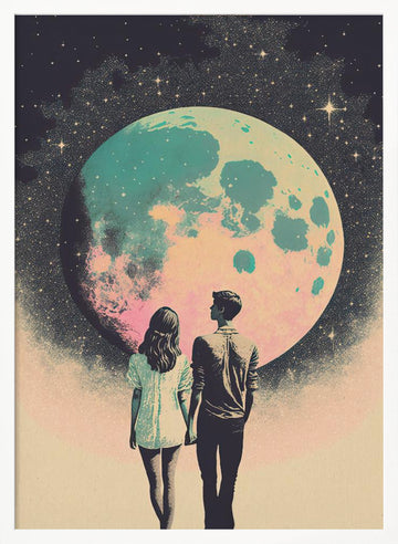 Lunar Lovers' Journey | Poster - White Frame Interior