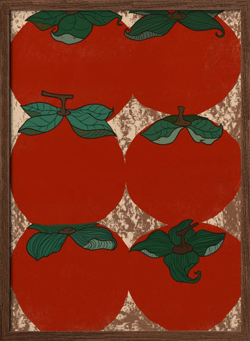 Red Persimmon Harvest | Poster - Walnut Frame Interior