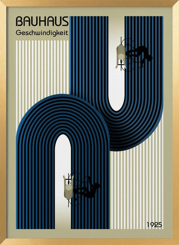 Bauhaus Speed Cyclists | Poster - Gold Frame Interior