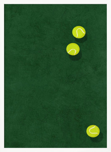 Green Court Tennis Balls | Poster - White Frame Interior
