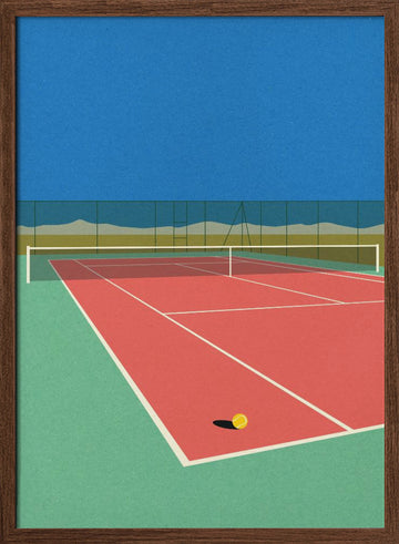 Tennis Court In the Desert | Poster - Walnut Frame Interior