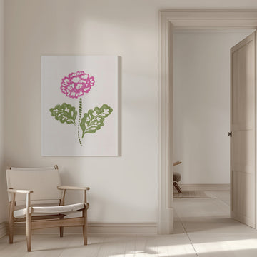 Pink Block Print Flower | Canvas - Room Interior 1