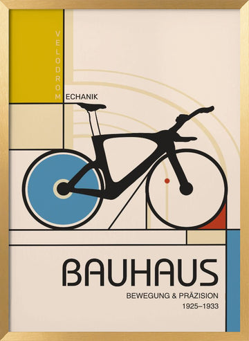 Bauhaus Geometric Cycling | Poster - Gold Frame Interior