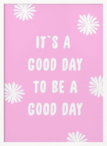 Pink Happy Quote | Poster - White Frame Interior