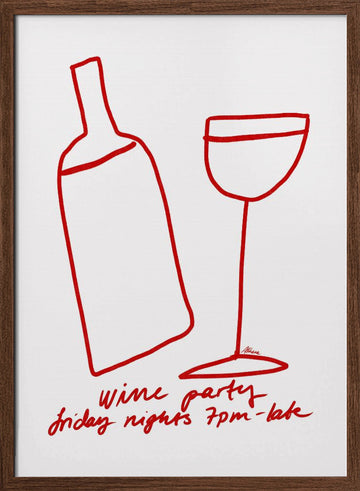 Wine Party | Poster - Walnut Frame Interior