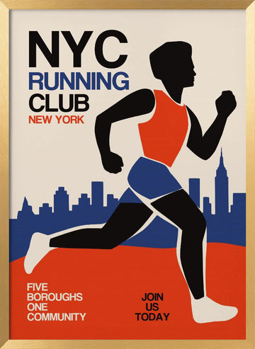 New York City Runner | Poster - Gold Frame Interior