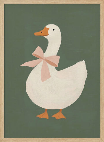 Pink Bow Goose | Poster - Wood Frame Interior